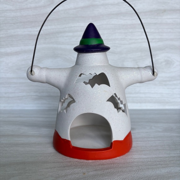 Ghost With Bat Cutouts Tea Light Candle Holder Lantern - Picture 2 of 7